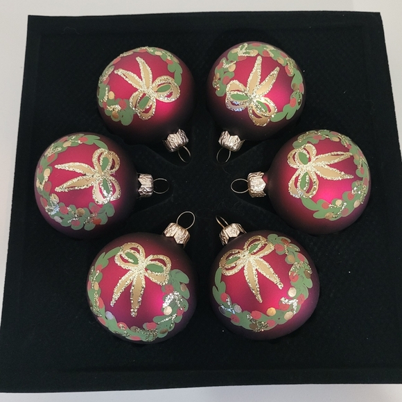 Vintage Handpainted Glass Ornaments Germany, set of 6 - Picture 2 of 6